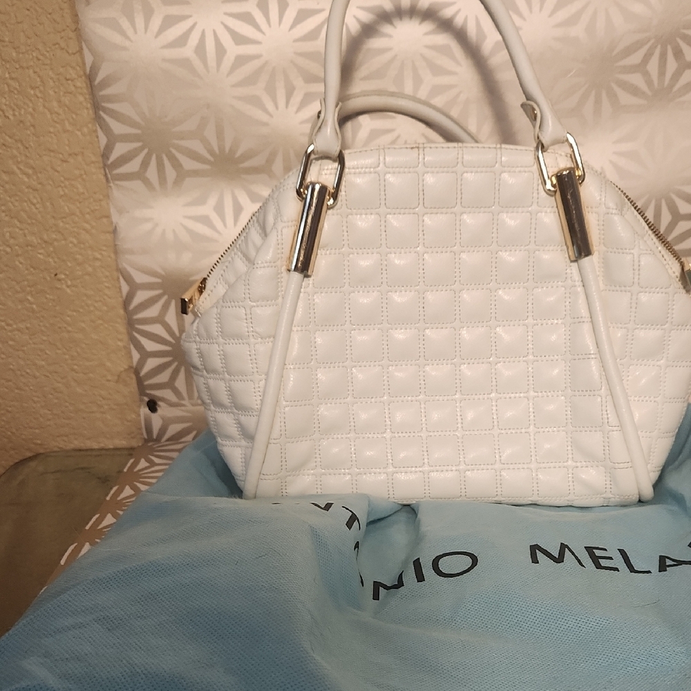 ANTONIO MELANI Gold and White Quilted Satchel